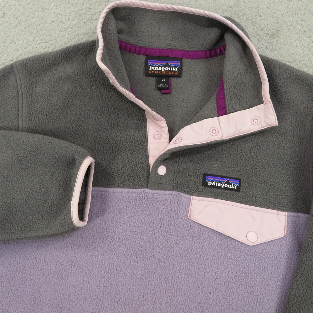 Patagonia Synchilla Snap T Fleece Jacket Womens XS Lilac Grey 25455 Pullover